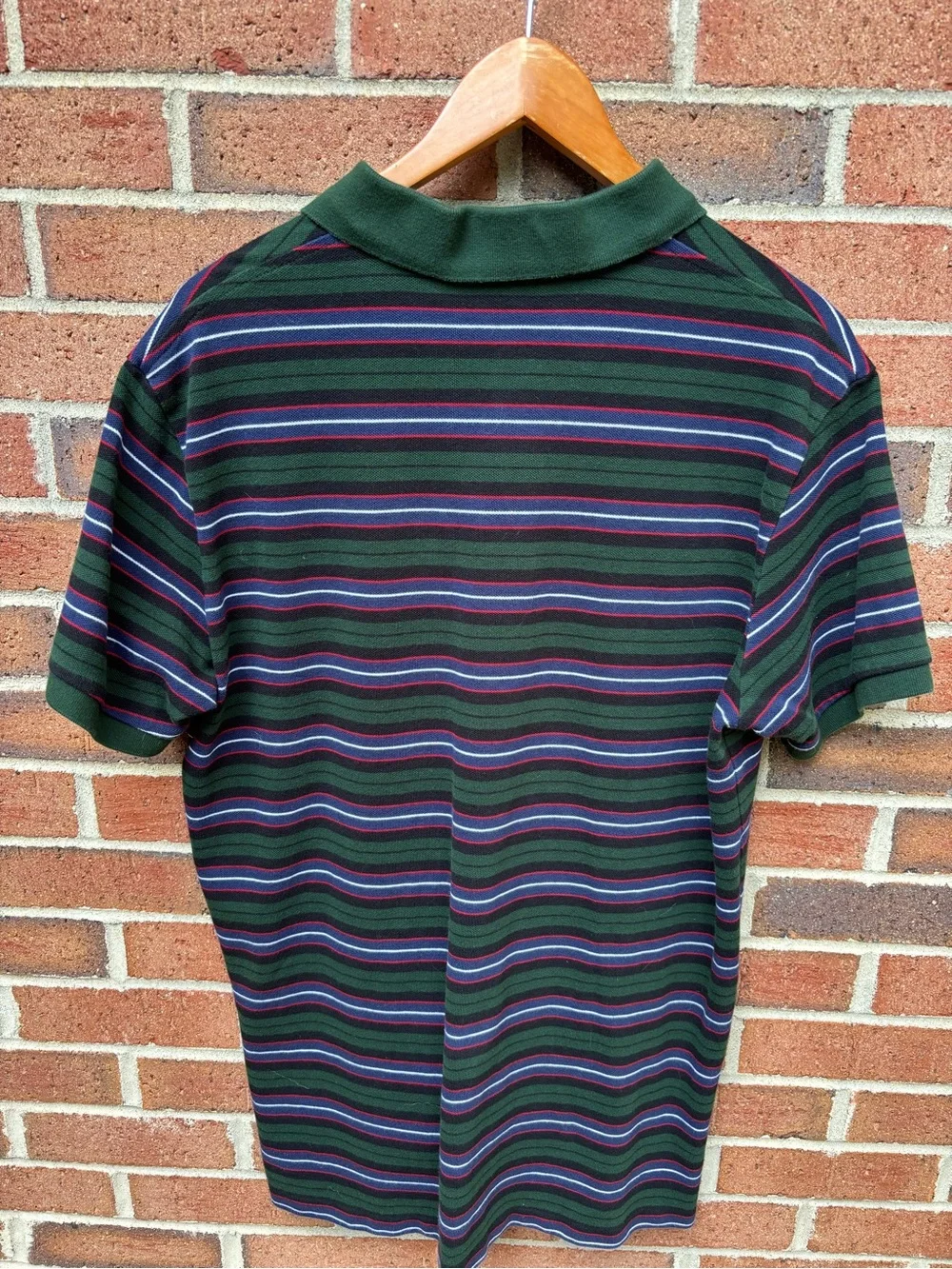 Polo Ralph Lauren Custom Fit Striped Polo Shirt XL Green Blue Red Cotton
